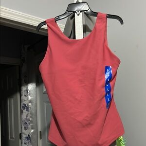 32 Degrees Orange Pink Fitted Sleeveless Tank Top